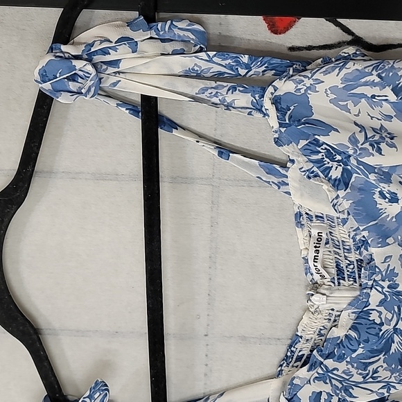 Reformation Nikita Olympia Blue White Floral Print Dress Size 10 - Picture 7 of 12